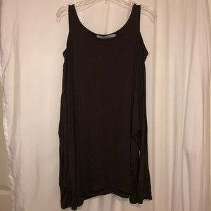 Brown Open Shoulder Long Sleeve Top